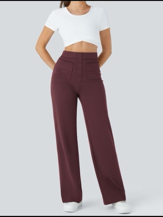 HALARA Pants - Halara High-Waist Straight Leg Pants in Burgundy NWOT